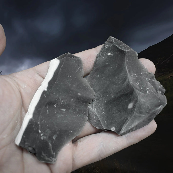 Hand-Knapped Medium Flint Flakes x 2 from the UK on Hand