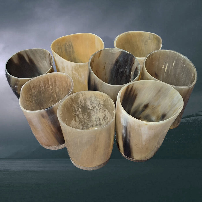 Handmade Cow Horn Viking Style Tealight Holder with Wood Base