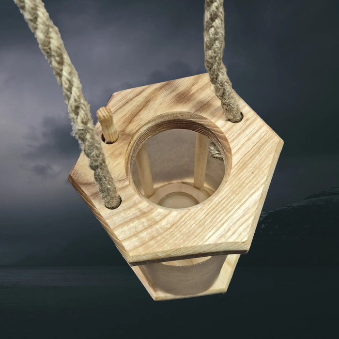 Handmade Replica Medieval Wooden Lantern / Lamp - Hexagonal Shape - Above Inside View