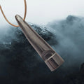 Handmade Replica Viking Age Dark Horn Whistle with Horn Block from Öland, Sweden on Natural Leather Cord