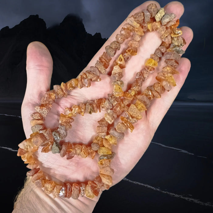 Amber Viking Necklace, Made From Unpolished Raw Amber Chips on Hand