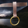 rass Axe Ring on Handmade Leather Strap, Hanging on Leather Belt