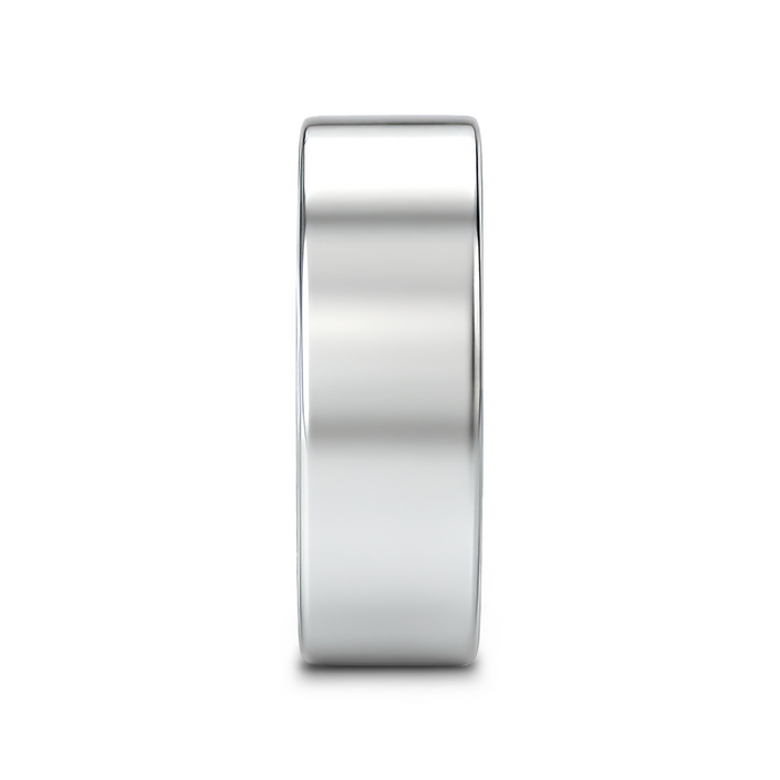 HARDY Polished Finish Flat Style Men’s Titanium Wedding Ring - 6mm & 8mm
