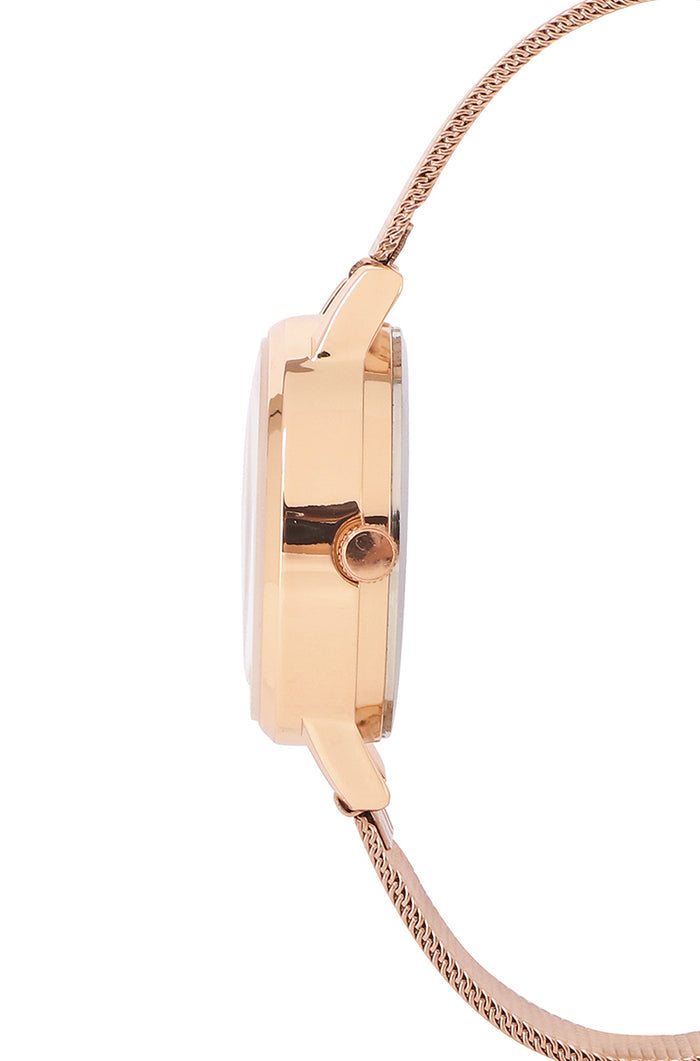 Harper Rose Gold Mesh Strap Watch (Salmon)