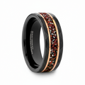 INFERNO Black/Rose Hammered Tungsten Carbide Ring with Dinosaur Bones and Meteorite - 8mm