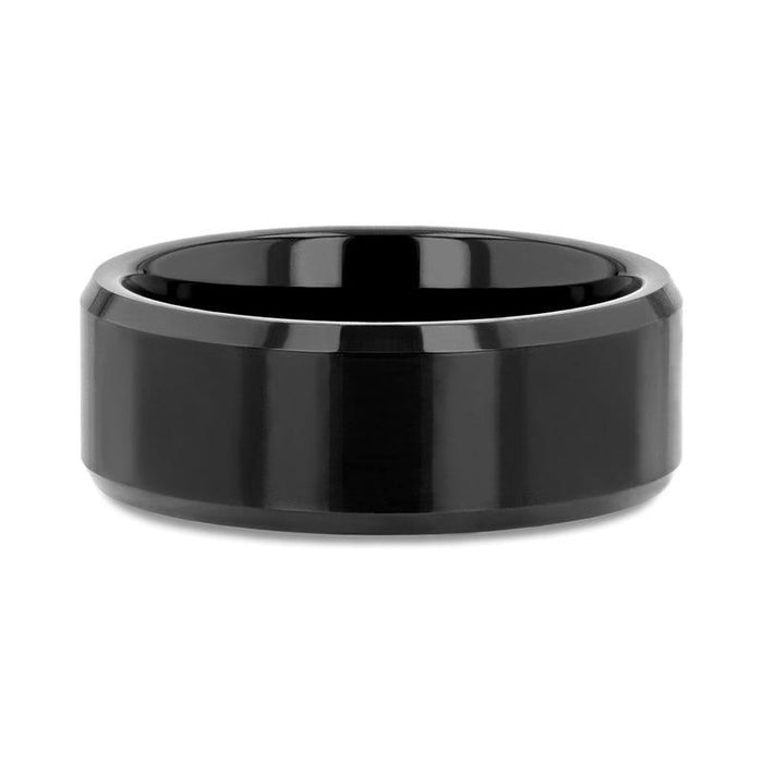 INFINITY Black Tungsten Ring with Beveled Edges - 4mm - 12mm
