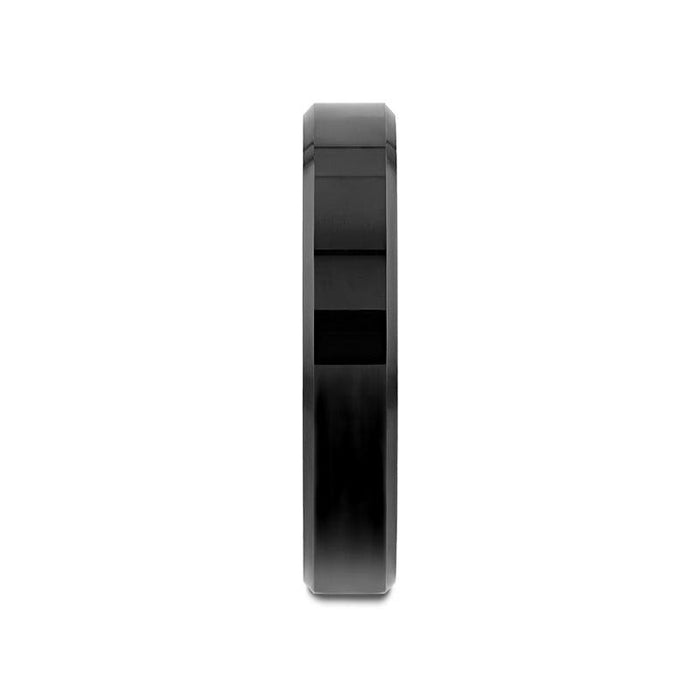 INFINITY Black Tungsten Ring with Beveled Edges - 4mm - 12mm