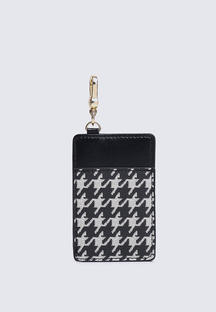 Jess-Houndstooth-Print Card Holder (Black)