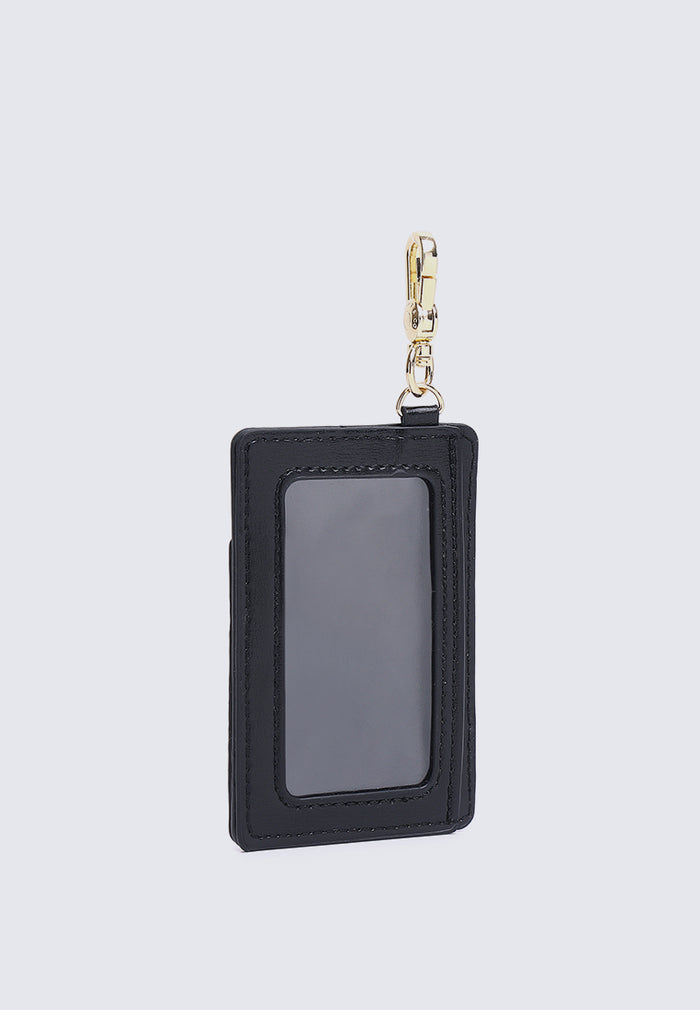 Jess-Houndstooth-Print Card Holder (Black)