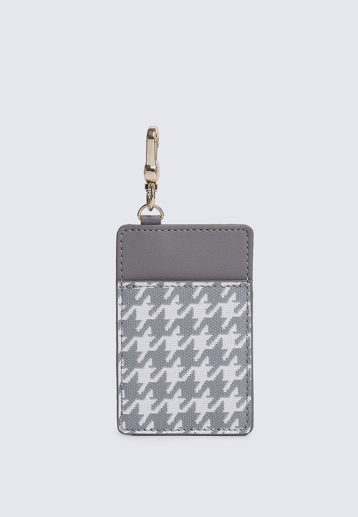 Jess-Houndstooth-Print Card Holder (Grey)