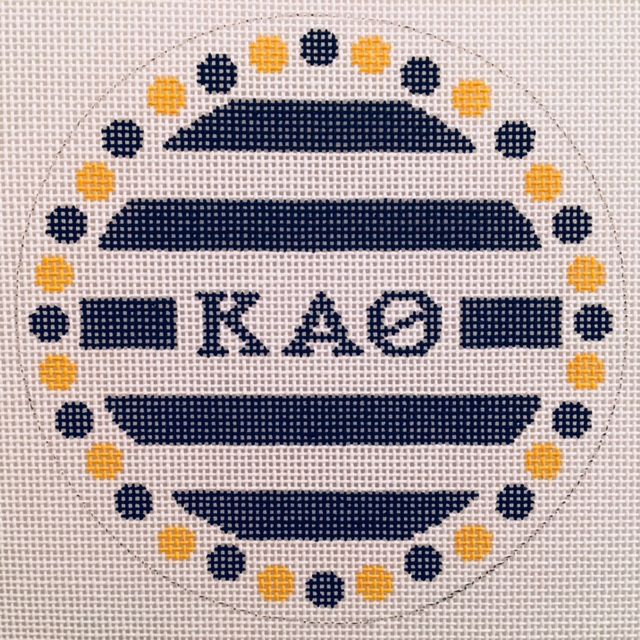 Kappa Alpha Theta Stripe & Dots Round