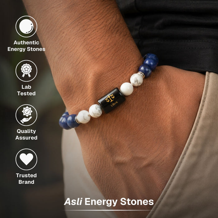 Lapis Lazuli & Howlite Zodiac Band for Libra (तुला राशि)