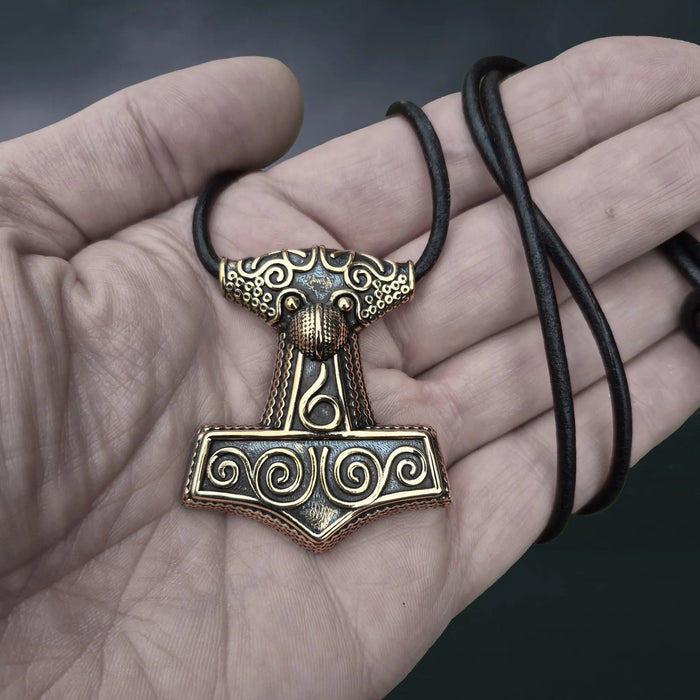 Large Bronze Skåne Thors Hammer Pendant The Viking Dragon