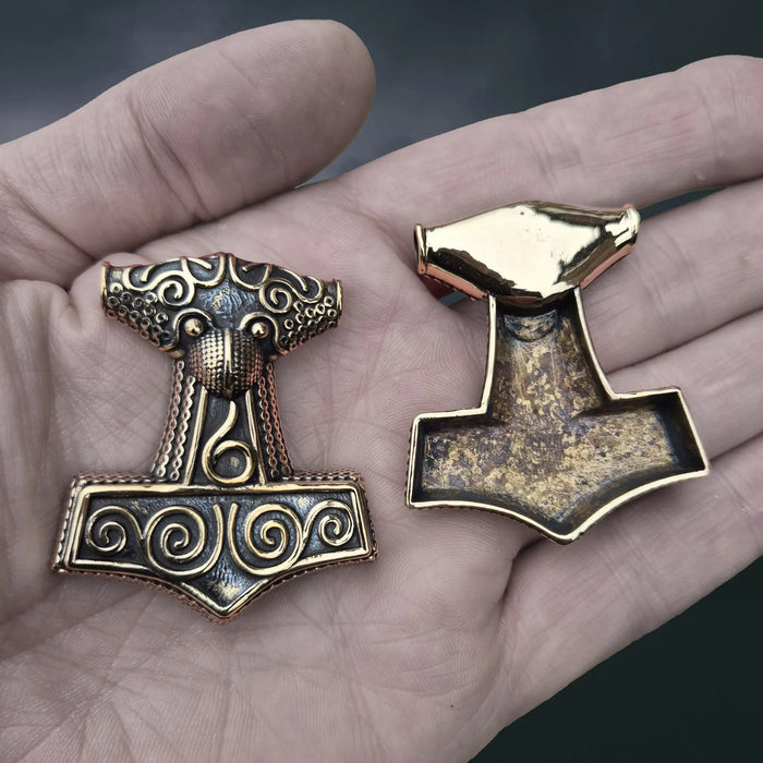 Large Bronze Skåne Thors Hammer Pendant The Viking Dragon
