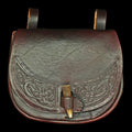Large Leather Viking Dragon Belt Pouch - Brown