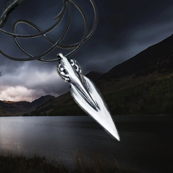 Large Viking Bear Spear Pendant - Silver on Leather Thong