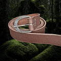 Long Brown Leather Viking / Medieval Belt with Hand-Forged Iron Buckle - 30mm Width