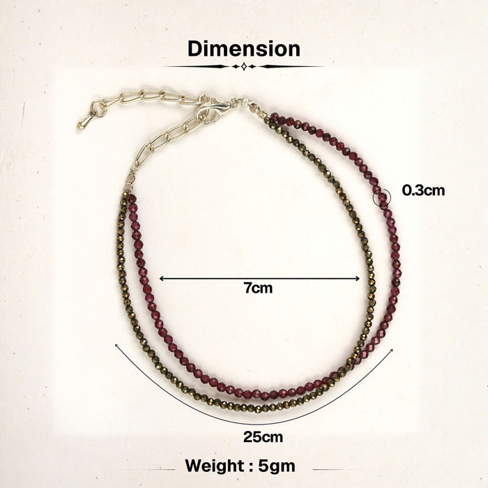 Love & Abundance Anklet with Pyrite and Garnet Stones
