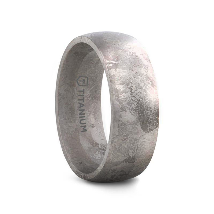 MAGELLANIC Domed Titanium Ring with Meteorite Pattern - 8mm