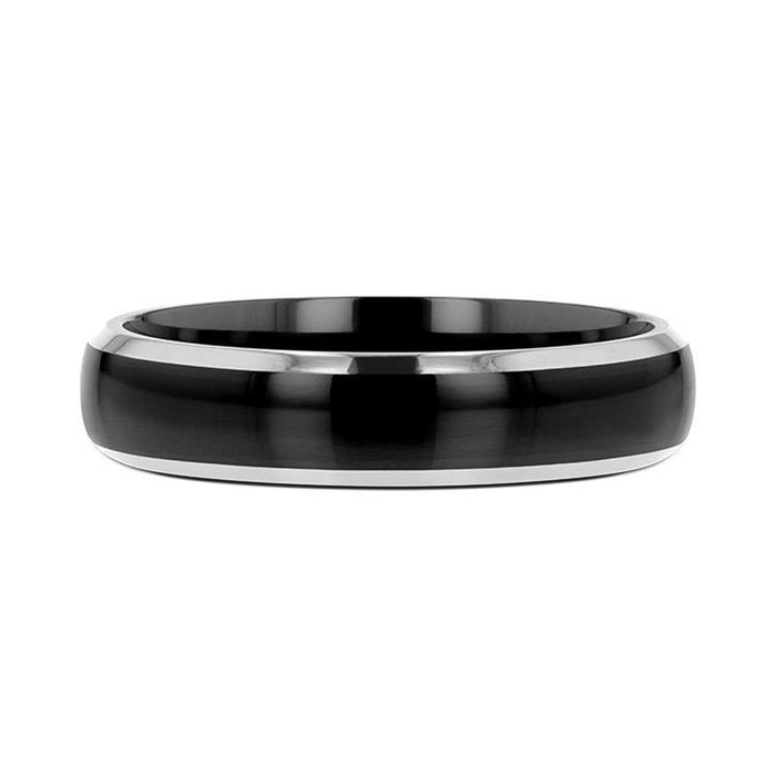 MASERATI Black Tungsten Ring with Polished Domed Beveled Edges - 4mm - 10mm