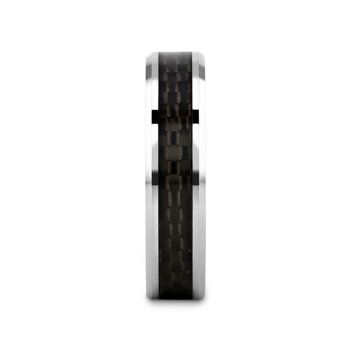 MAXIMUS Black Carbon Fiber Inlay Tungsten Carbide Wedding Band - 4mm - 12mm