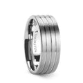 MERCATOR Pipe Cut Brushed Tungsten Ring with Grooves 6mm & 8mm