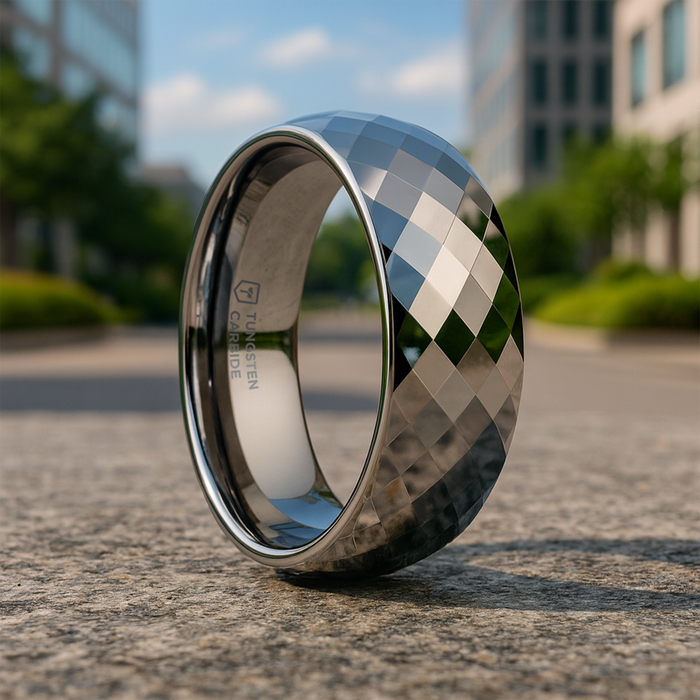 MILLENNIUM Tungsten Wedding Band with 288 Diamond Facets – 2mm – 10mm