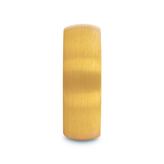MILLER Gold Plated Tungsten Domed Ring with Brushed Finish - 8mm