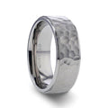 MINISTER Titanium Ring with Raised Hammered Finish and Polished Step Edges - 8mm