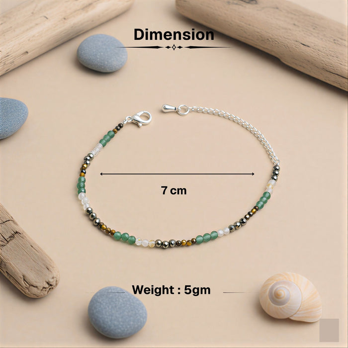 Money Magnet Anklet with Pyrite, Tiger Eye, Citrine & Aventurine Beads