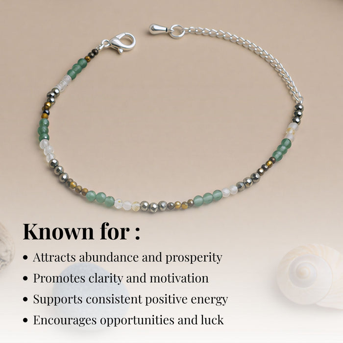 Money Magnet Anklet with Pyrite, Tiger Eye, Citrine & Aventurine Beads