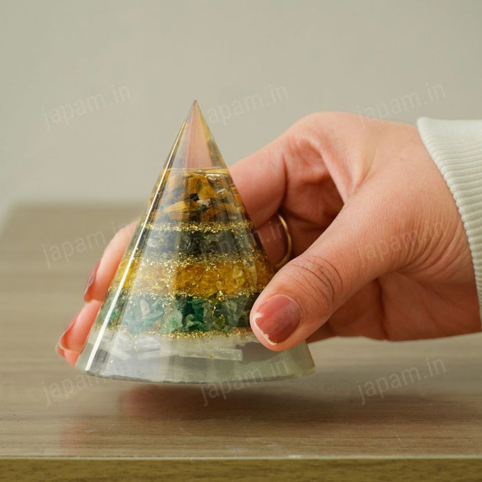 Money Magnet Conical Pyramid with Selenite Base for Vaastu