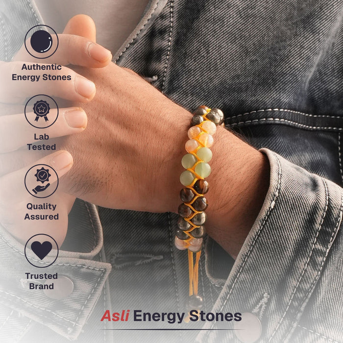 Money Magnet Double Fusion Tie-Up Band with Pyrite, Tiger Eye, Citrine & Aventurine Beads
