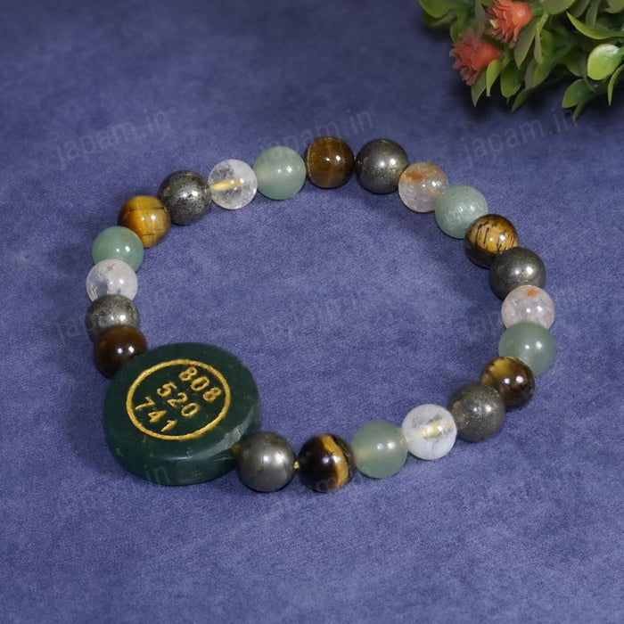 Money Magnet Fusion Bracelet with Zibu Stone - Pyrite, Tiger Eye, Citrine & Aventurine Beads