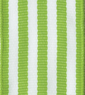 Moss Green & White Striped Ribbon
