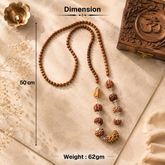 Navgrah Raksha Kavach Mala with 1-9 Mukhi Rudraksha