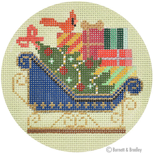 Navy Sleigh Ornament