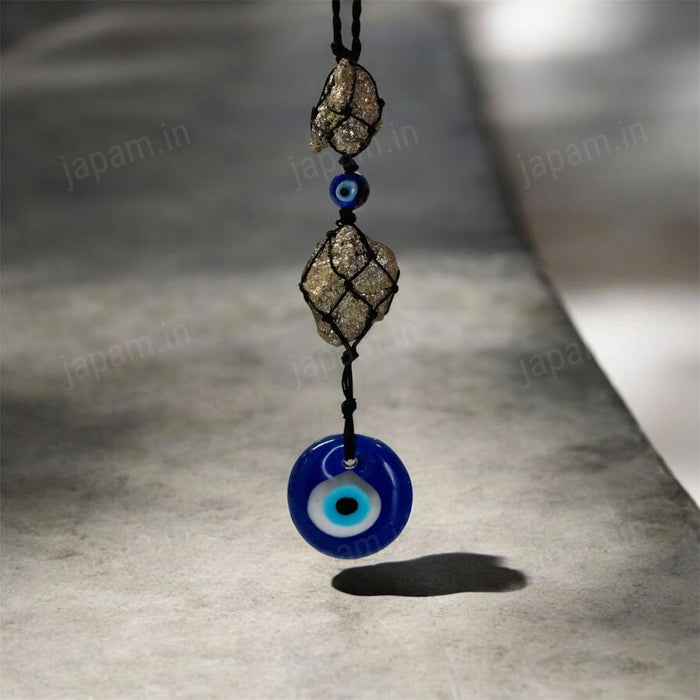Nazar Rakshak Hanging Charm with Evil Eye and Pyrite stone for Vaastu