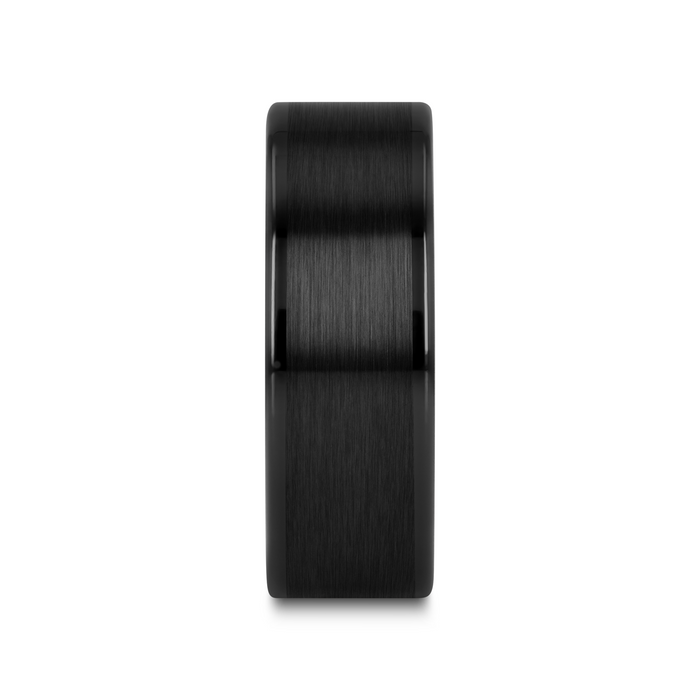 OCTAVIUS Flat Black Ceramic Ring with Brushed Center & Polished Edges - 4mm - 12mm