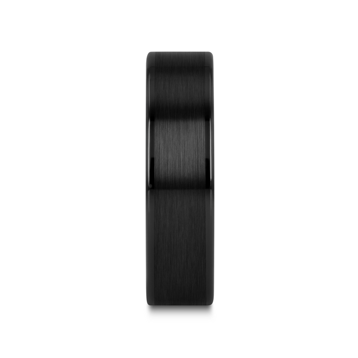 OCTAVIUS Flat Black Ceramic Ring with Brushed Center & Polished Edges - 4mm - 12mm