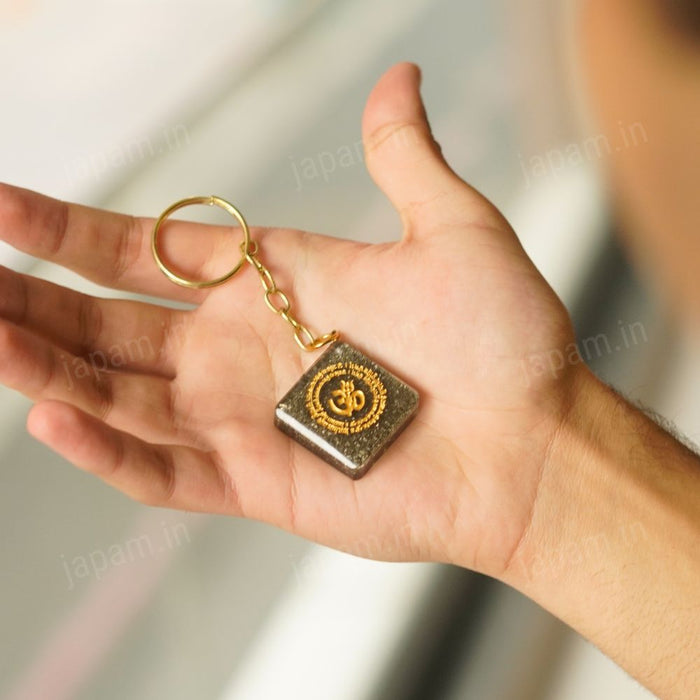 Om Pyrite Prosperity Keychain