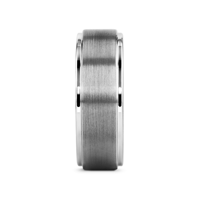 OPTIMUS Raised Center with Brush Finish Tungsten Ring - 4mm - 12mm