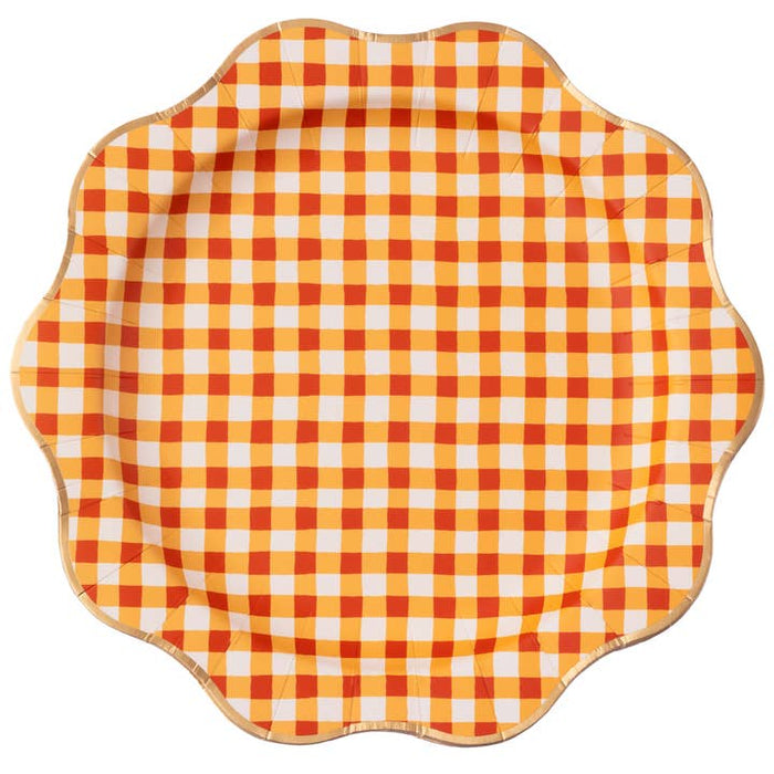 Orange Gingham Plates
