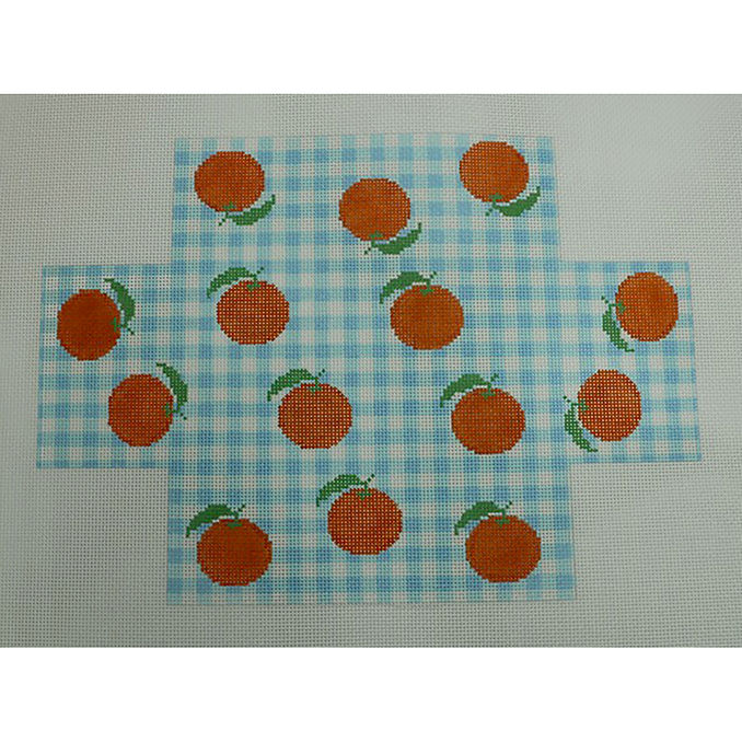 Oranges on Blue Gingham Brick Cover