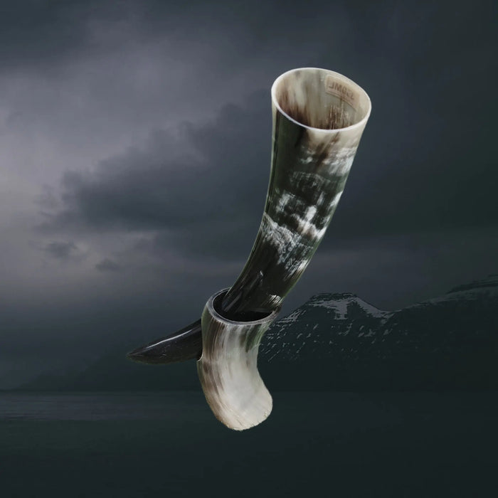Small Ox Horn Viking Drinking Horn with Fitted Horn Stand. Example
