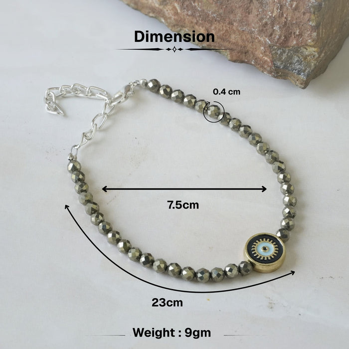 Pyrite Evil Eye Charm Bracelet