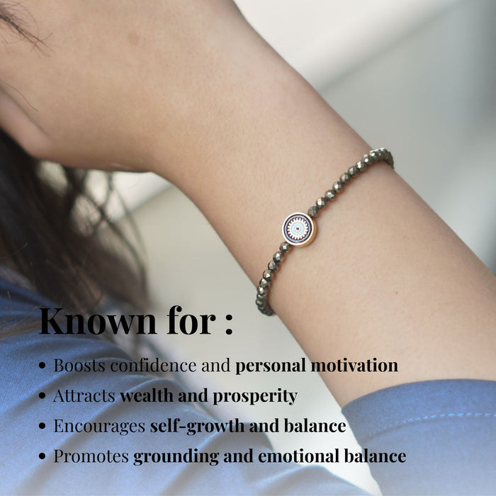Pyrite Evil Eye Charm Bracelet