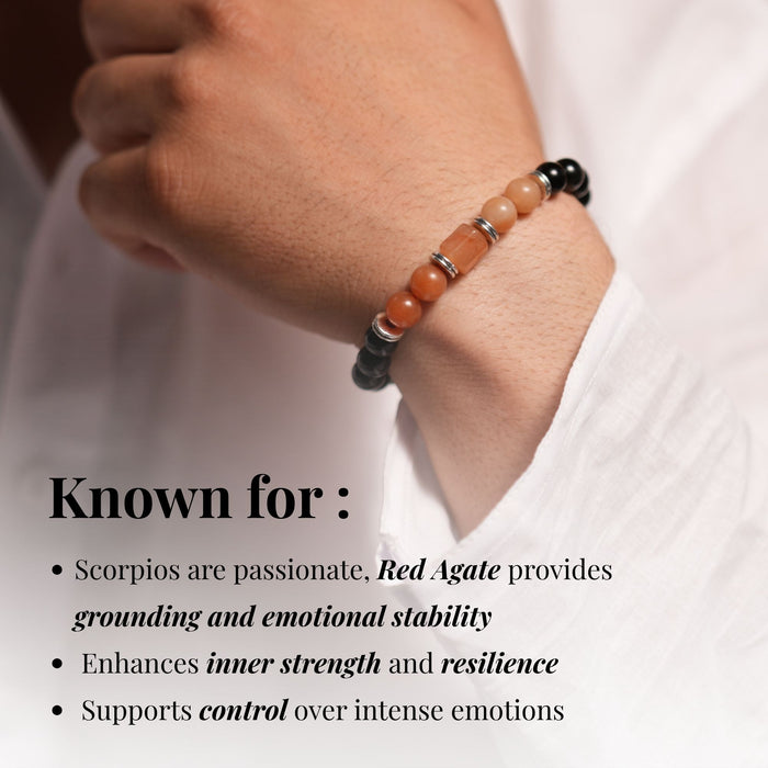 Red Agate Zodiac Band – Scorpio (वृश्चिक राशि)