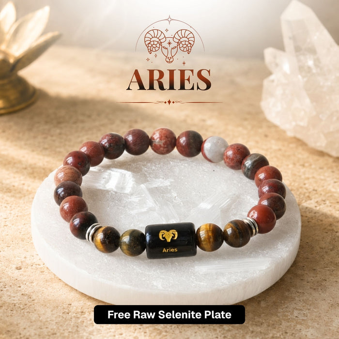 Red Jasper & Tiger Eye Zodiac Band for Aries (मेष राशि)