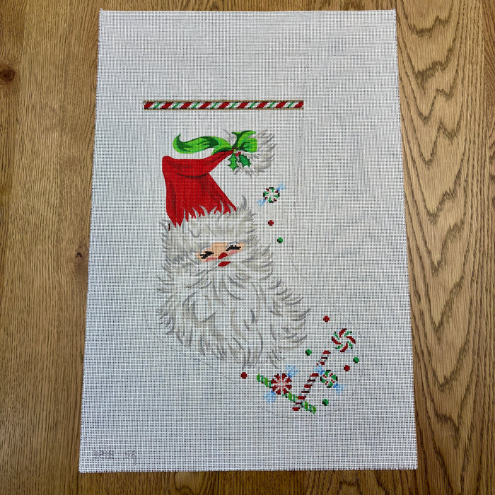 Retro Santa Face with Candy Stocking